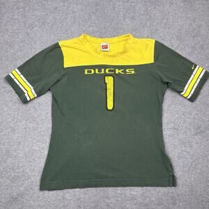 Nike Oregon Ducks #1 graphic t-shirt green yellow size medium
